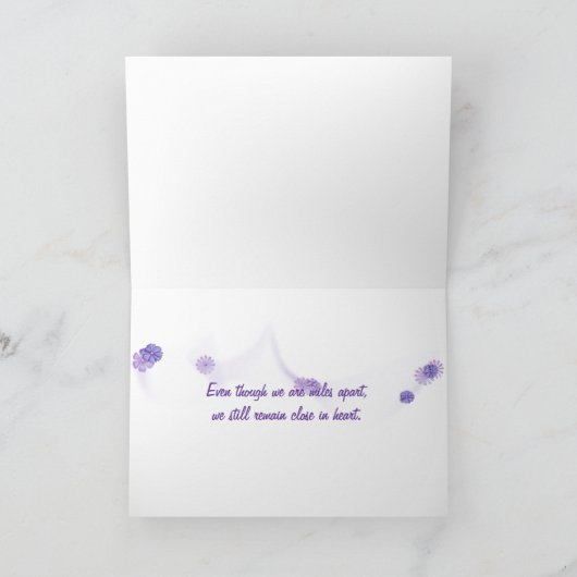 lila Hydrangea in Flasche für Freundschaft Karte (Innenseite)