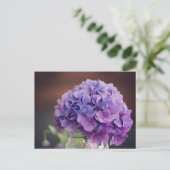 Lila Hydrangea in Mason Jar Fotografie Postkarte (Stehend Vorderseite)