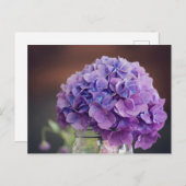 Lila Hydrangea in Mason Jar Fotografie Postkarte (Vorne/Hinten)