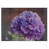 Lila Hydrangea in Mason Jar Fotografie Schneidebrett (Vorderseite)