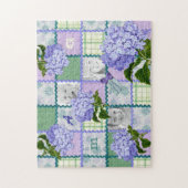 Lila Hydrangea Instagram Foto-Steppdecken-Collage Puzzle (Vertikal)