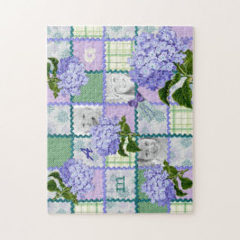 Lila Hydrangea Instagram Foto-Steppdecken-Collage Puzzle