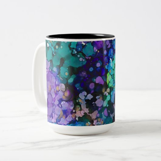 Lila Hydrangea-Kaffee-Tasse Zweifarbige Tasse (Vorderseite Links)
