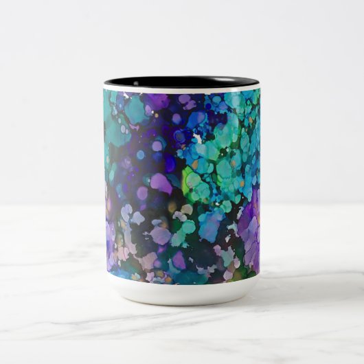 Lila Hydrangea-Kaffee-Tasse Zweifarbige Tasse (Mittel)