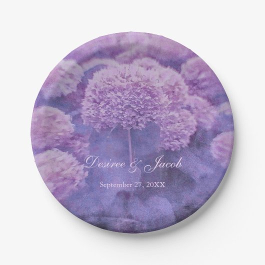 Lila Hydrangea Land Rustikale Hochzeit Pappteller (Vorderseite)