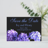 Lila Hydrangea lila Blume Save the Date (Stehend Vorderseite)