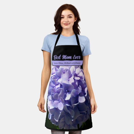 Lila Hydrangea-Mama Schürze (Getragen)