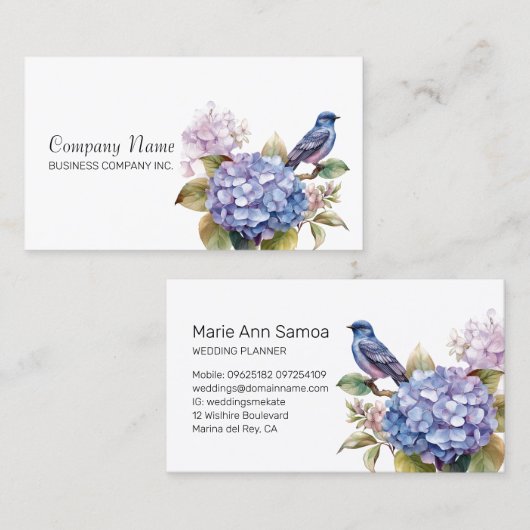 Lila Hydrangea mit Charme Visitenkarte (Vorne/Hinten)