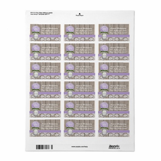 Lila Hydrangea Mit Monogramm Mason Jar Adressaufkleber (Vorne)