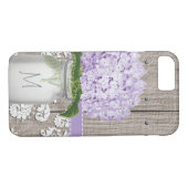 Lila Hydrangea Mit Monogramm Mason Jar Case-Mate iPhone Hülle (Rückseite (Horizontal))