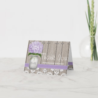 LILA Hydrangea Mit Monogramm Mason Jar DANK Dankeskarte