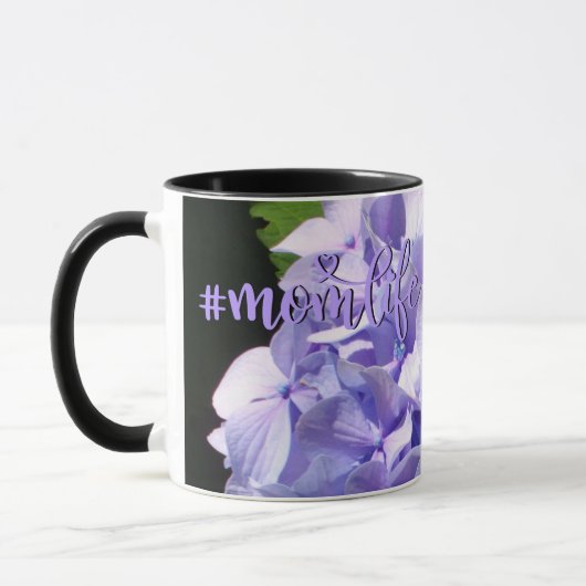 Lila Hydrangea #momlife Tasse (Links)