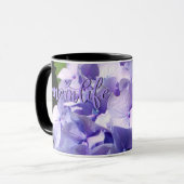 Lila Hydrangea #momlife Tasse (Vorderseite Links)