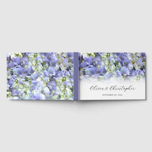 Lila Hydrangea Personalisiert Hochzeit Gästebuch (Voll)