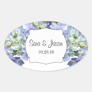 Lila Hydrangea Personalisiert Hochzeit Ovaler Aufkleber