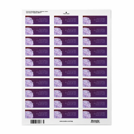 Lila Hydrangea Plum Wedding Rücksendeadresse (Vorne)