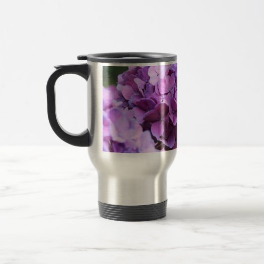 Lila Hydrangea-Reise/Pendlerfahrten Tasse (Links)