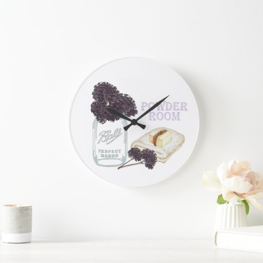 Lila Hydrangea Runde Baderampe Große Wanduhr (Zuhause)