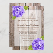 Lila Hydrangea Rustic Floral Barn Wood Wedding Einladung (Vorne/Hinten)