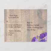 Lila Hydrangea Stallholz Hochzeit RSVP Postcard2 Einladungspostkarte (Rückseite)