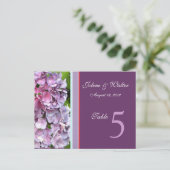 Lila Hydrangea-Tischnummer Postkarte (Stehend Vorderseite)