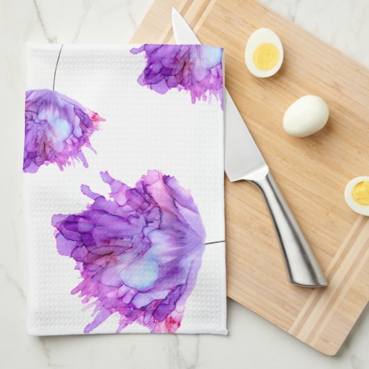 Lila Hydrangea-Tossmuster— Geschirrtuch (Viertel Falte)