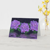 Lila Hydrangea und Raindrops Denken Sie an Sie Karte (Gelbe Blume)