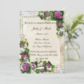 Lila Hydrangea- und Spitzen-Engagement-Partei einl Einladung (Stehend Vorderseite)