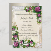 Lila Hydrangea- und Spitzen-Engagement-Partei einl Einladung (Vorne/Hinten)