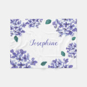 Lila Hydrangea Wasserfarbe Blume Babyname Fleecedecke (Vorderseite (Horizontal))