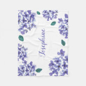 Lila Hydrangea Wasserfarbe Blume Babyname Fleecedecke (Vorderseite)