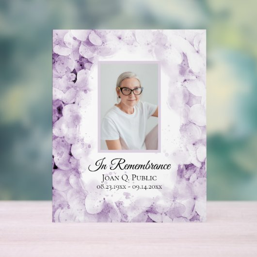 Lila Hydrangea Wasserfarbenfeier Acrylschild (Neutral)