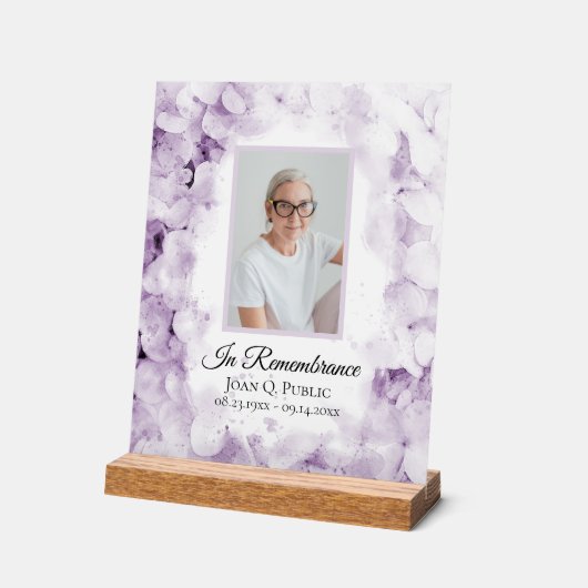 Lila Hydrangea Wasserfarbenfeier Acrylschild (Winkel)