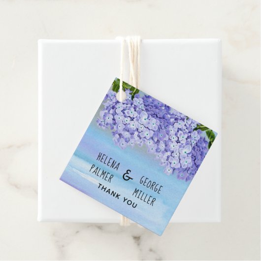 Lila Hydrangea Wasserfarbenhochzeit Geschenkanhänger (Beispiel)