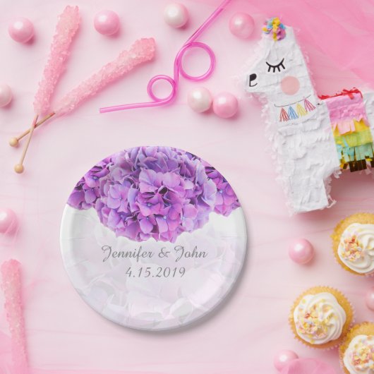 Lila Hydrangea Wedding Collection Papierplatte Pappteller (Party)