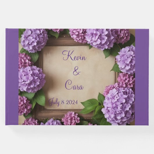 Lila Hydrangea Wedding Gästebuch (Vorderseite)