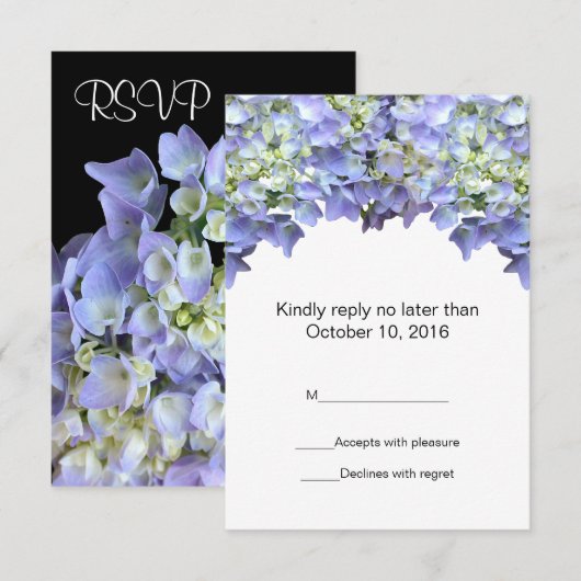 Lila Hydrangea Wedding RSVP Karte (Vorne/Hinten)