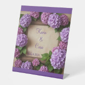 Lila Hydrangea Wedding Sockelschild (Vorderseite)