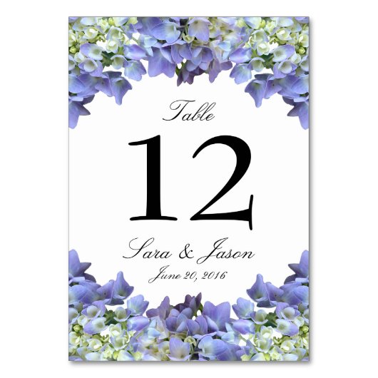 Lila Hydrangea Wedding Tischnummer (Rückseite)