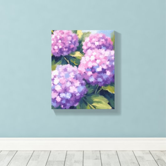Lila Hydrangeas Aquarellmalerei Leinwanddruck (Insitu (Holzboden))