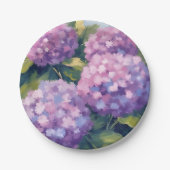 Lila Hydrangeas Aquarellmalerei Pappteller (Vorderseite)