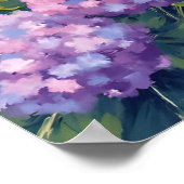 Lila Hydrangeas Aquarellmalerei Poster (Ecke)