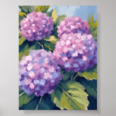 Lila Hydrangeas Aquarellmalerei Poster (Vorne)