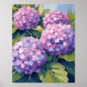 Lila Hydrangeas Aquarellmalerei Poster (Vorne)