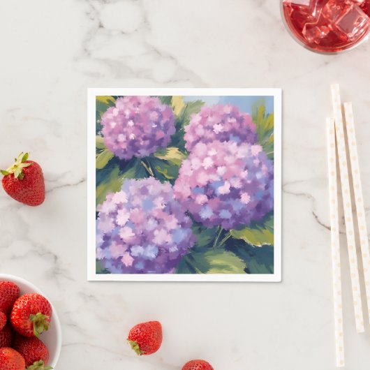 Lila Hydrangeas Aquarellmalerei Serviette (Beispiel)