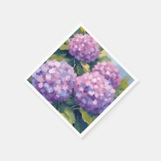 Lila Hydrangeas Aquarellmalerei Serviette (Ecke)