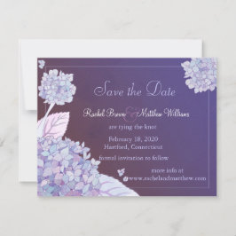 Lila Hydrangeas BlumenWedding retten das Datum Save The Date