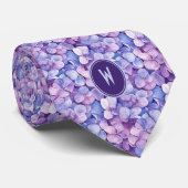 Lila Hydrangeas Floral Krawatte (Gerollt)