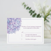 Lila Hydrangeas Floral Wedding RSVP Karte (Stehend Vorderseite)