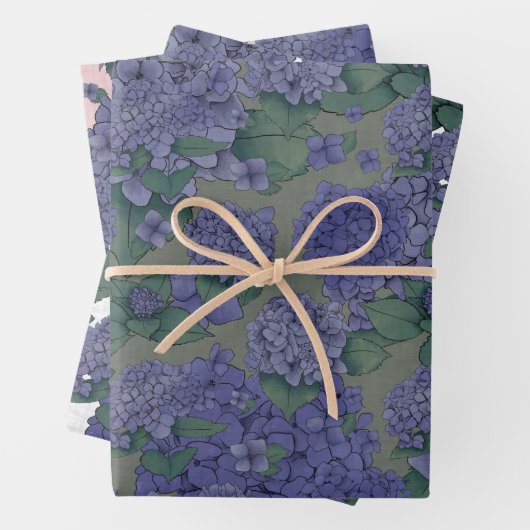 Lila Hydrangeas-Geschenkwrap - Set von 3 Geschenkpapier Set (Beispiel)
